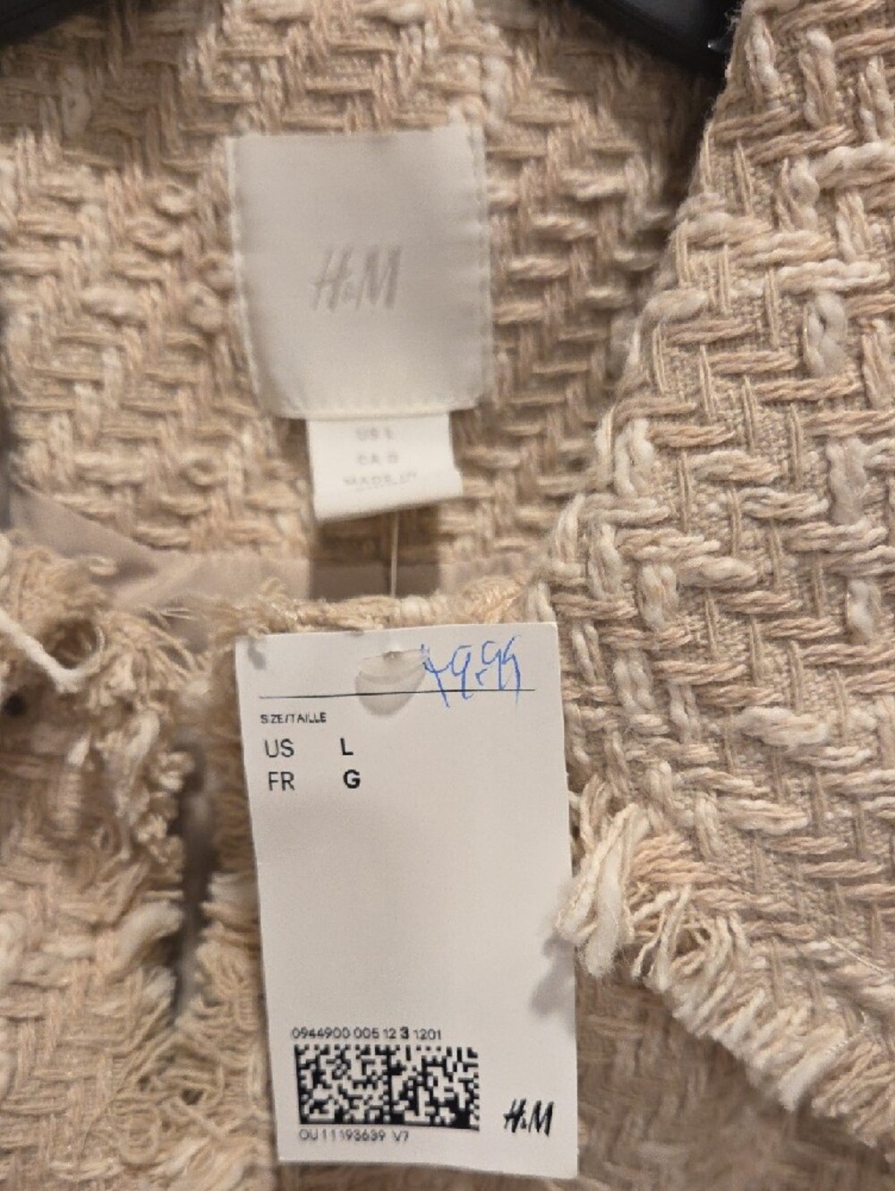H&M Textured Beige Button Jacket - Picture 2 of 5